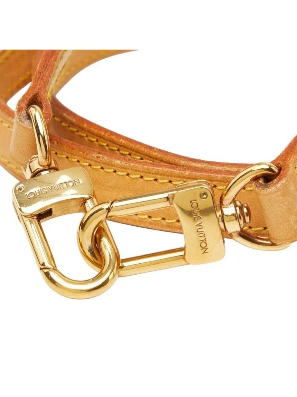Louis Vuitton Shoulder Strap Beige Gold Leather Plated